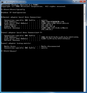 Windows 7 ipconfig
