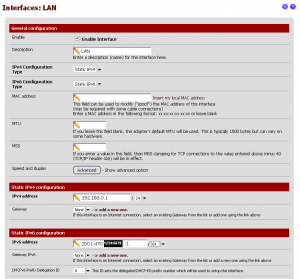 LAN configuration page